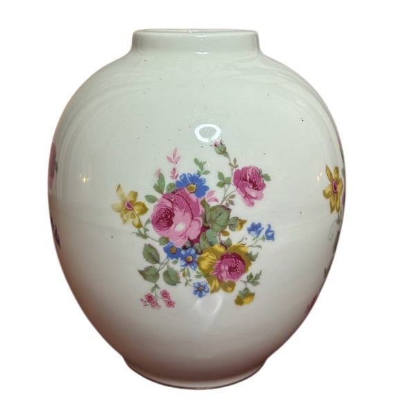 Vintage Flower Vase ANJOU Cottage Pink Rose Mauve Blue Ivory Cream Floral Decor - Picture 9 of 11